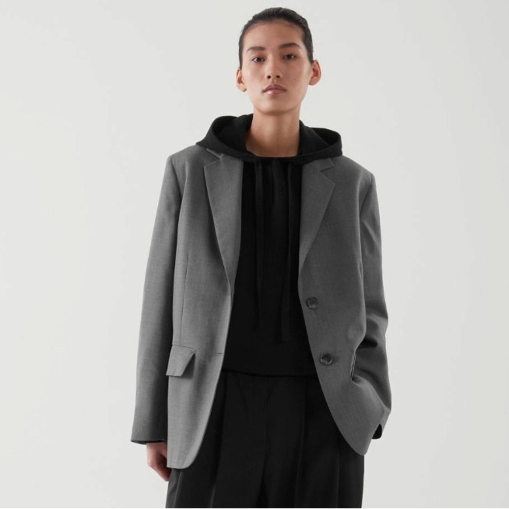 NEW COS Wool Dark Grey Blazer Sz 10